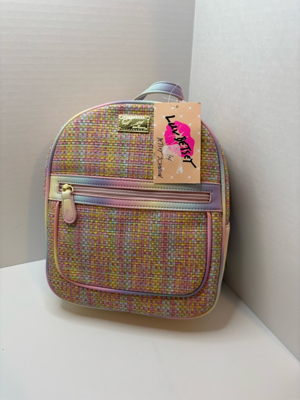 Luv Betsey Johnson woven Multicolor Pastel backpack small